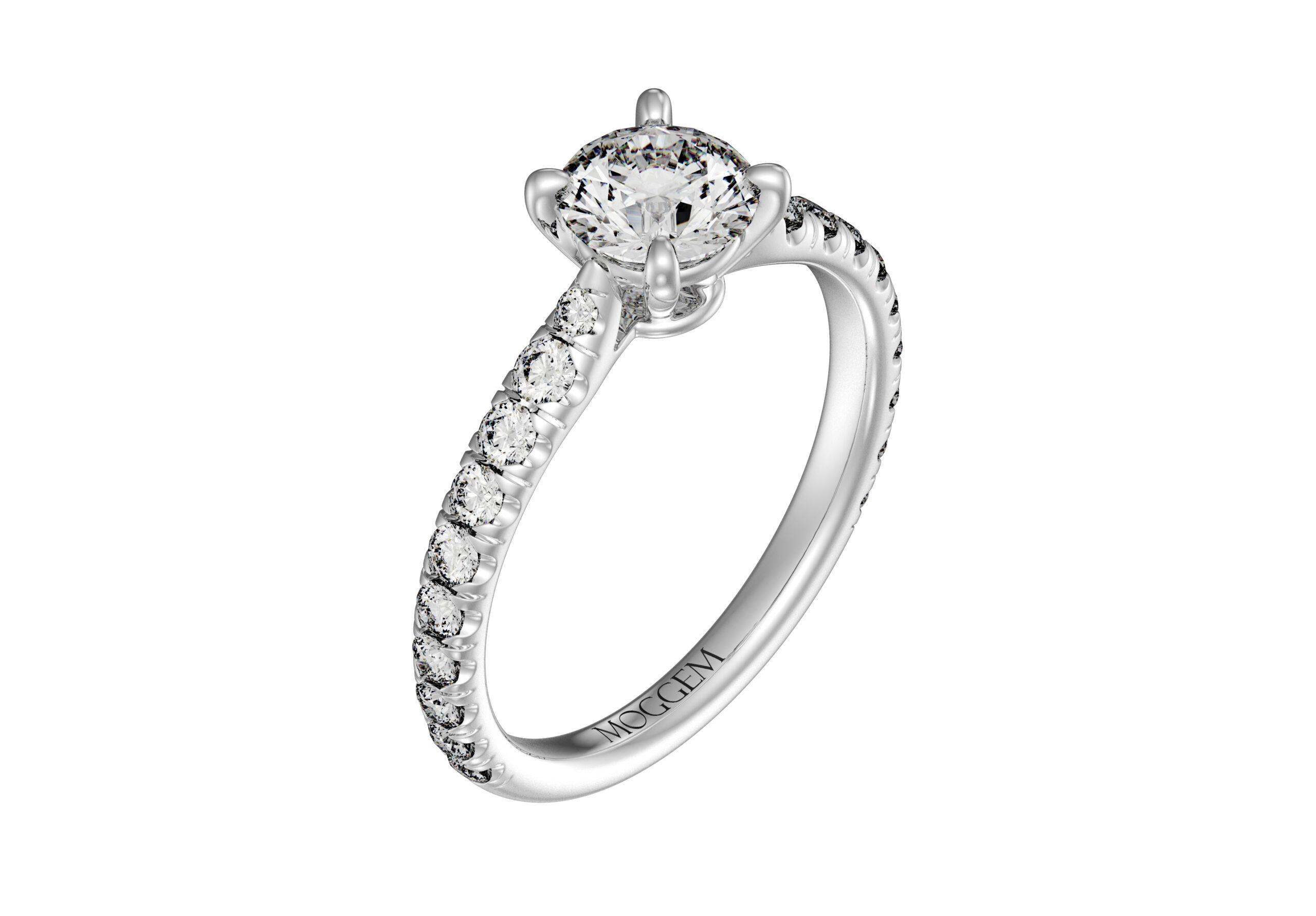 Кольцо 6,15 мм паве 2 Помолвочное кольцо «R21» с бриллиантами — изображение 1